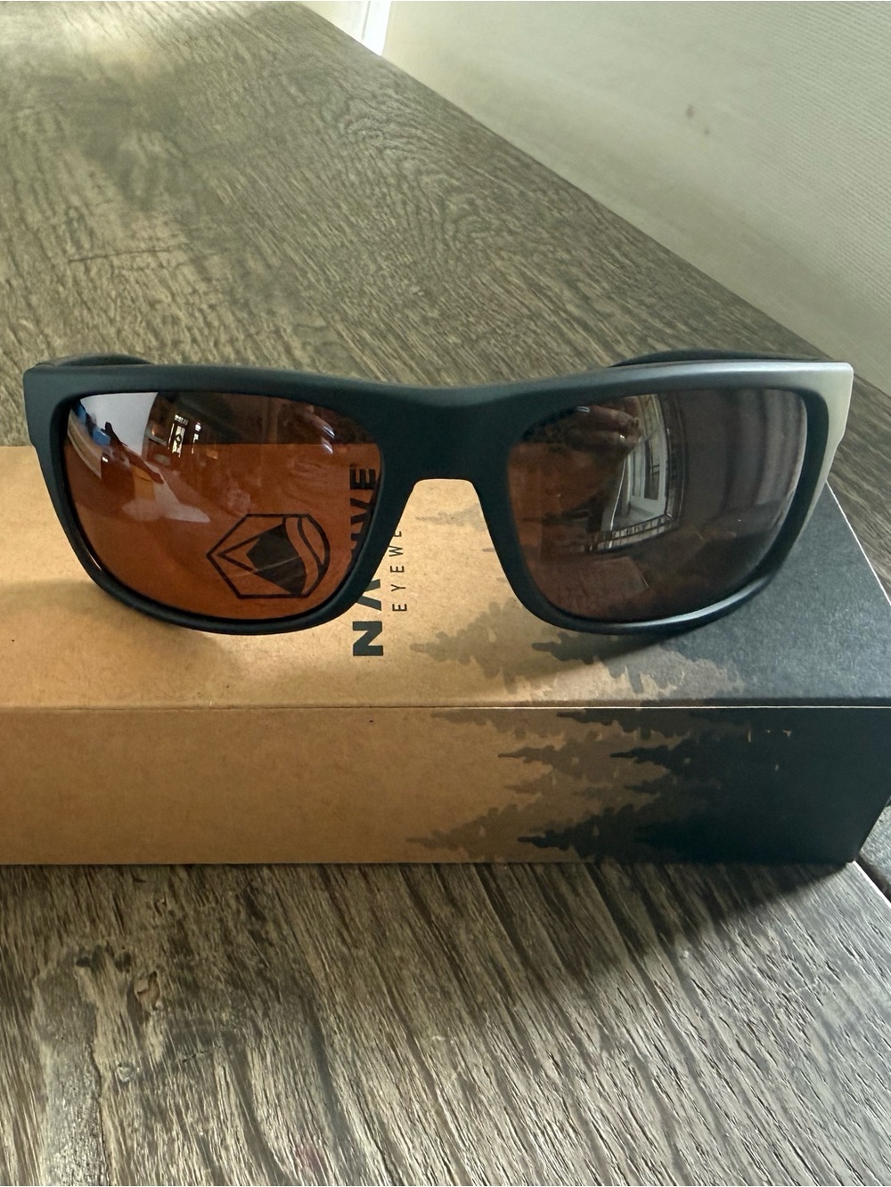 Native Men's Matte Black Polarized Sunglasses with Brown Lenses- Ashdown